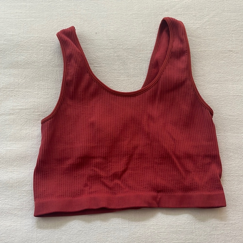 Forever 21 red ribbed workout top